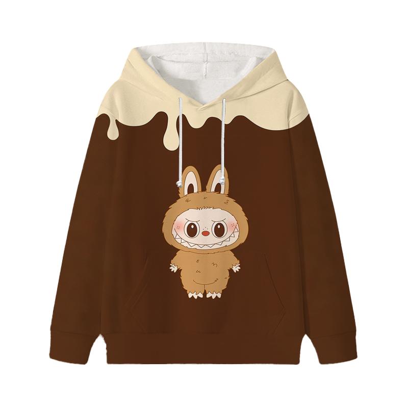 Felpe con cappuccio a manica lunga stampate Labubu per bambini, felpe anime per ragazzi e ragazze, vestiti casual autunnali, giacca leggera, giacche cartoon per bambini, regali 130 oro