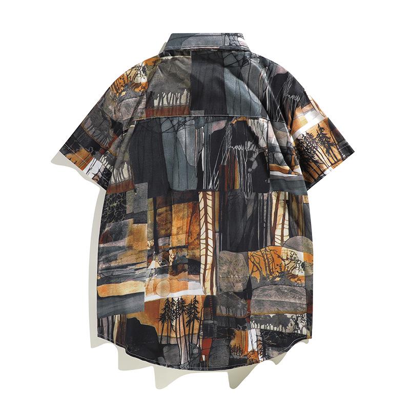 Men's Thai Style Summer Casual Sports Set: Short Sleeve Shirt & Trendy Loose Five-Point Shorts In Hong Kong Style Two-Piece