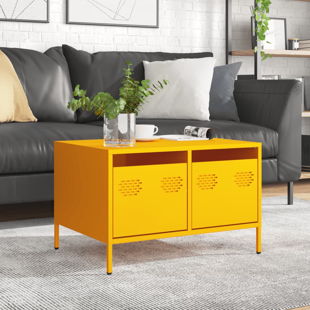 TV Stand Mustard Yellow 68 X 50 X 43.5 Cm Cold Rolled Steel
