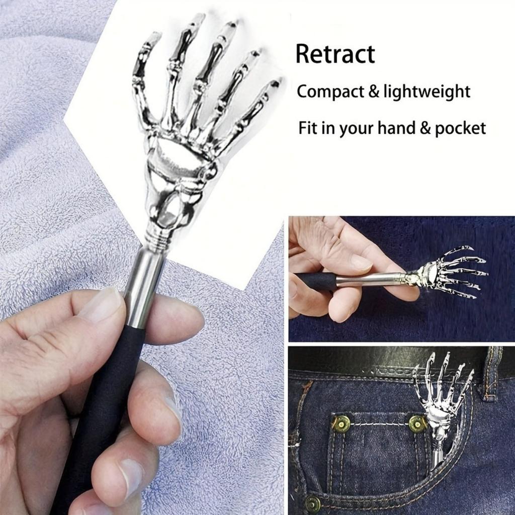 1 Pack Back Scratcher Extendable Metal Portable Back Scratcher for Men Women Adults, Telescoping Back Massager with PVC Handles