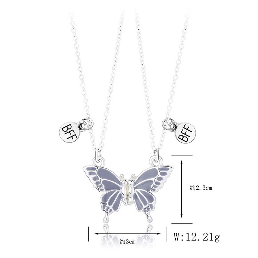 BFF Necklace Magnetic Necklaces Butterfly Pendant Choker Women's Jewelry Couple Clavicle Chain