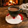 Unique Holiday Gift for Friends Christmas Crochet Coaster, Handmade Woven Drink Cup Pad, Cute Santa Snowman Cozy Home Accessory Coffee Table