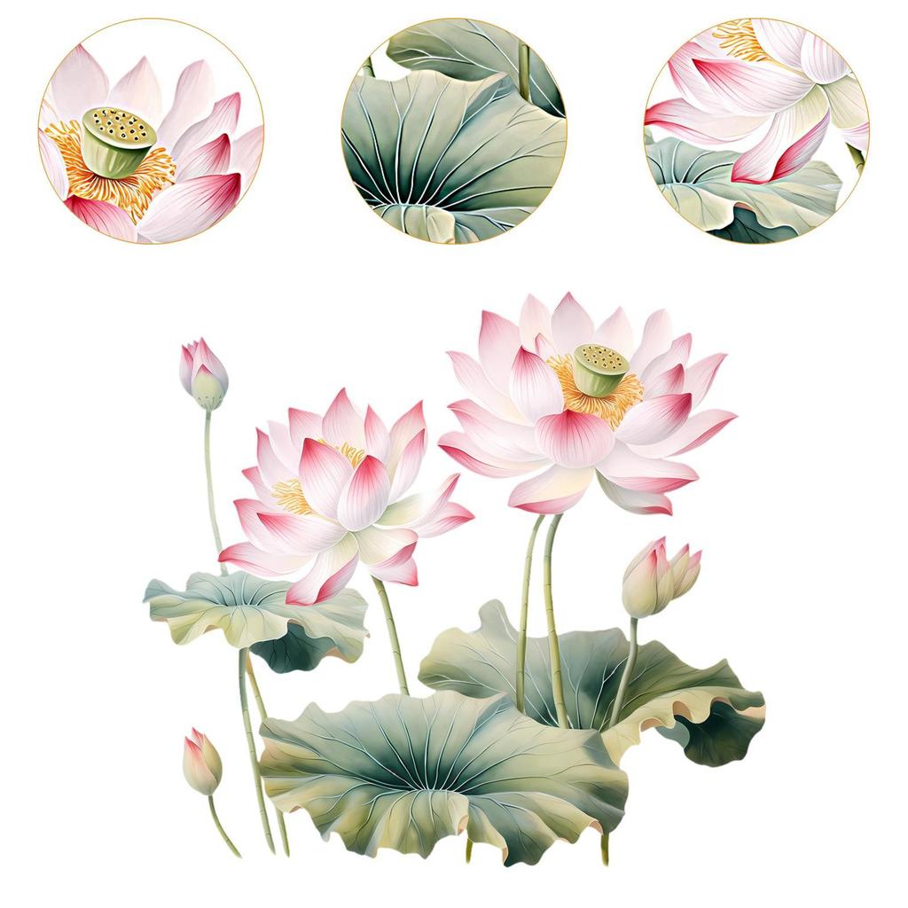 Lotus Wall Sticker Elegant Art Sticker Easily Install Accessories Wear Resistant Livingroom Wall Decal Home Decoration for Door