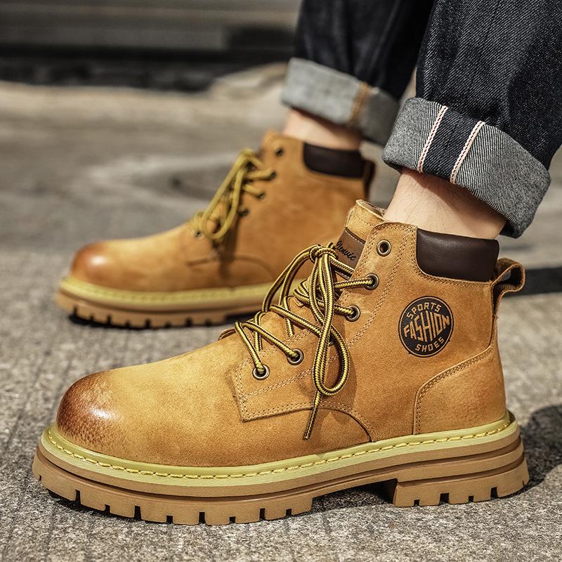 New Thick-soled Heightening Fashionable Martin Boots 2025 Autumn Trend Breathable Mid-help Casual Short Boots Versatile Tooling Boots