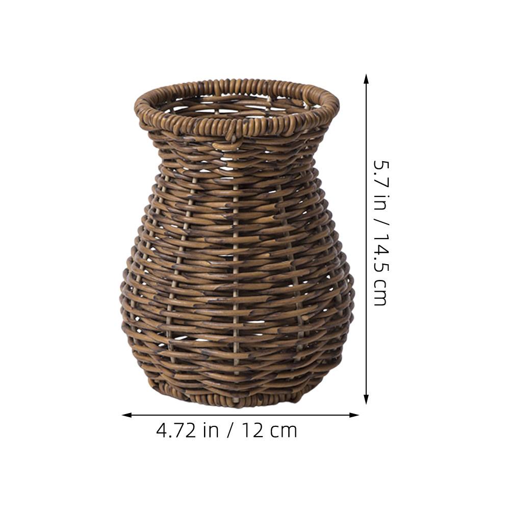

1pcs Imitation Rustic Style Plastic Woven For Home Office Decor Dried Container Tall Fake Rattan Plant Holder Decorative Flower коричневый