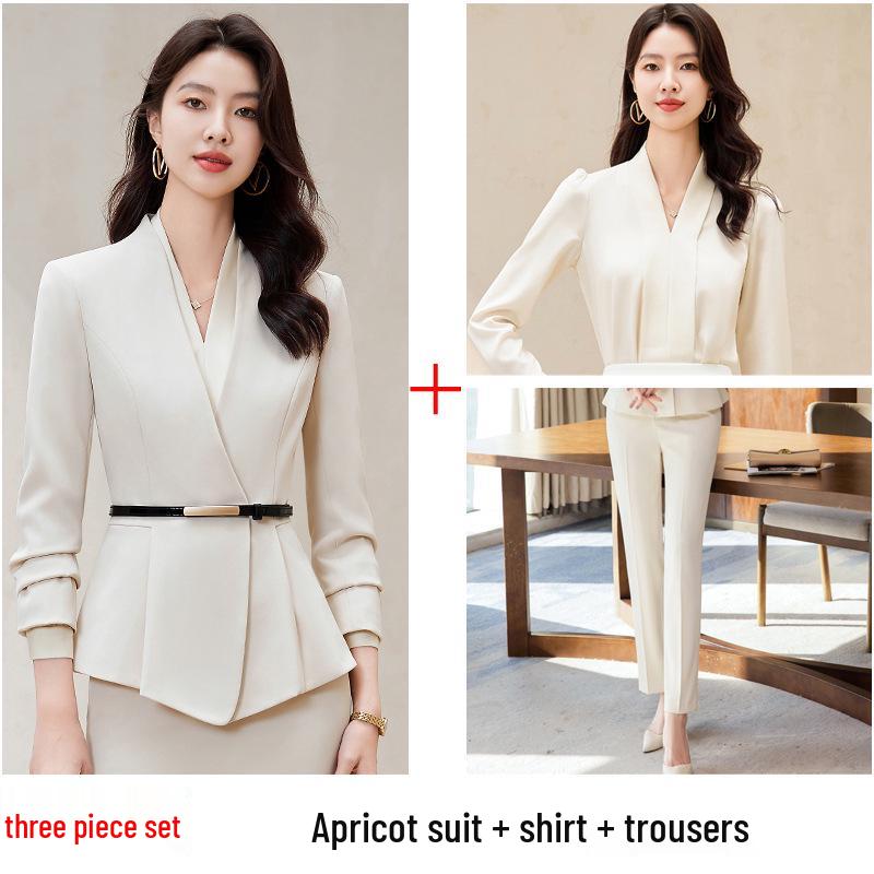 Professional Women's Suit Skirt Set 2024: Elegant Slimming Workwear for Beauty Salon and Property Consultants