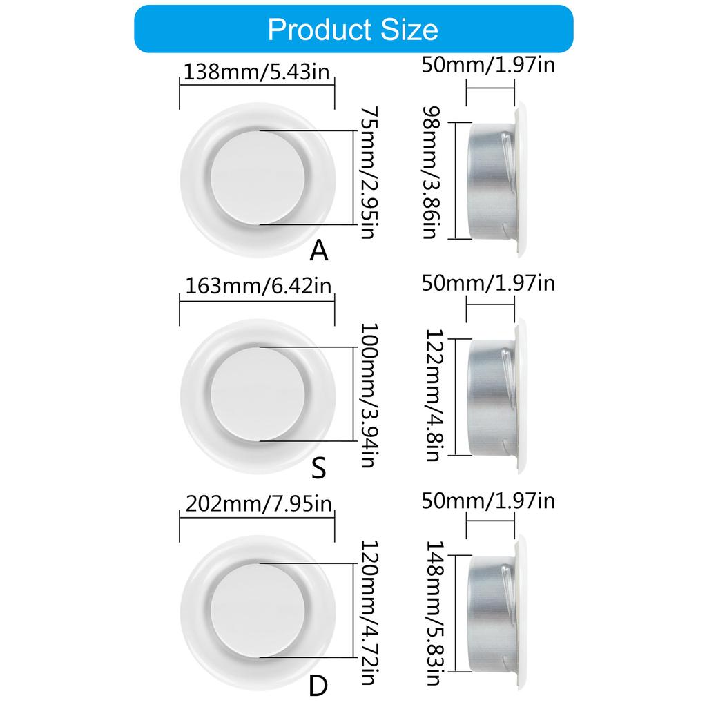 Adjustable Round Ceiling Vent Covers Diffuser Craft of Sturdy Carbon Steel for Home and Office Airflows Controlled