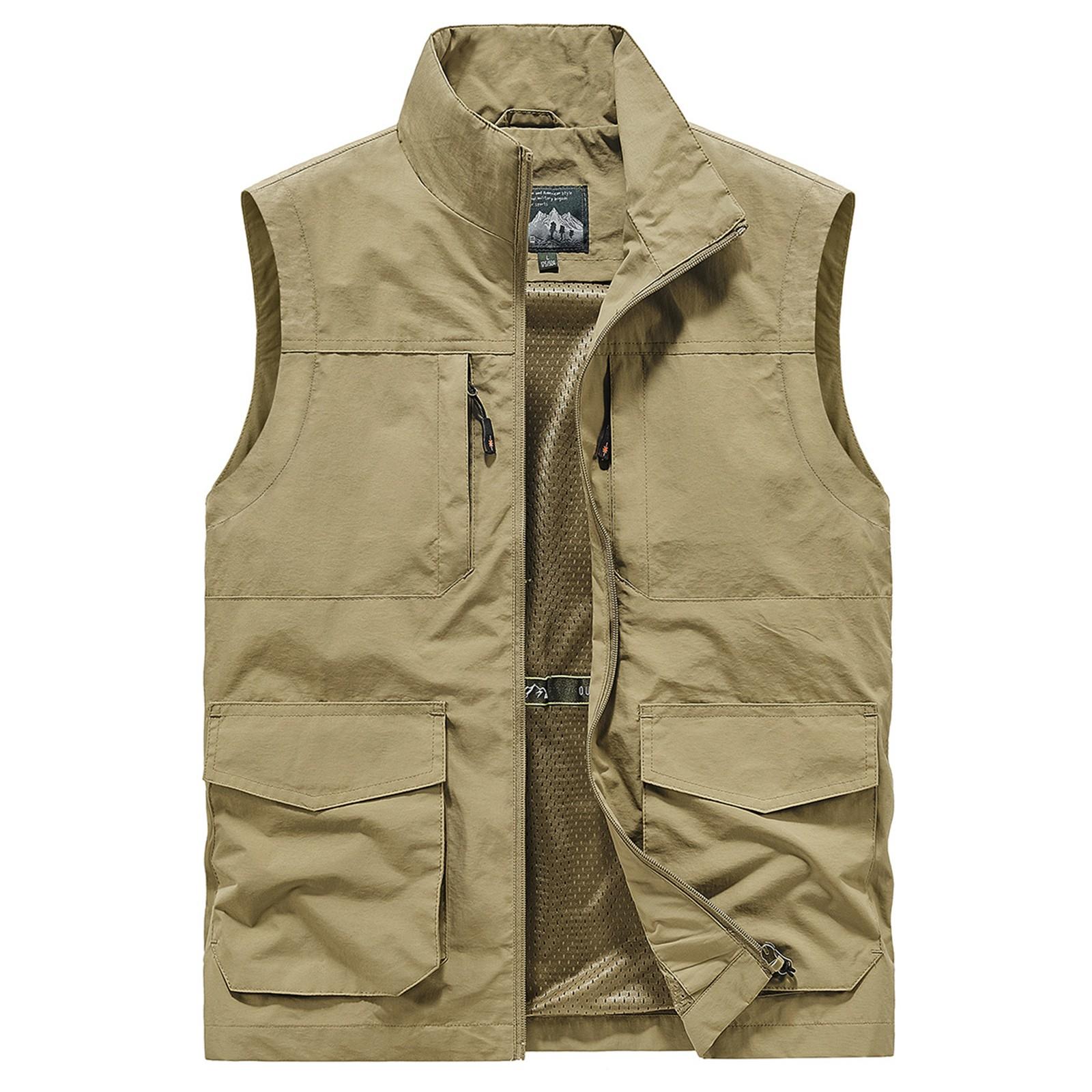 

Men s Loose Quick-drying Multifunctional Workwear Vest Sleeveless Waistcoat XXL хакі