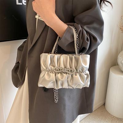 Solid Color Wrinkled Cloud Bag, PU Material Comfortable Feel, All Women's Daily Life Commuting Use