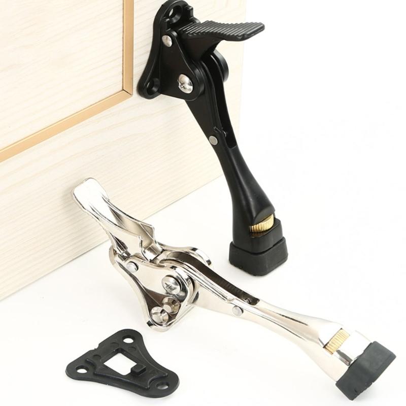 2Pcs Easy Pedals Kick Down Door Stop Adjustable Door Holder Wall Protector Zincs Alloy Doorstop with Rubber Tip