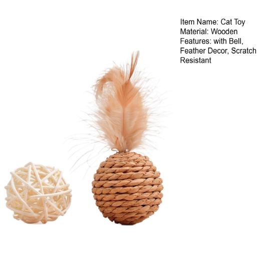 1 Set Cat Toy Felt Sisal Rattan Ball Cat Scratching Post with Bell Feather Large Size Furniture Protection Cat