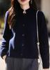 Women's Pure Wool Seven-Stitch Knit Stand Collar Coat Cardigan