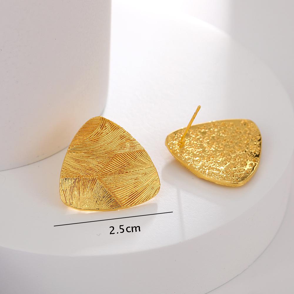European American Light Luxury Triangle Textured Stud Earrings for Women