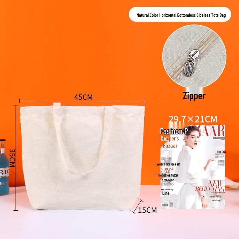 High-End Custom Logo Canvas Tote Bag - White, Blank, Personalized Printing