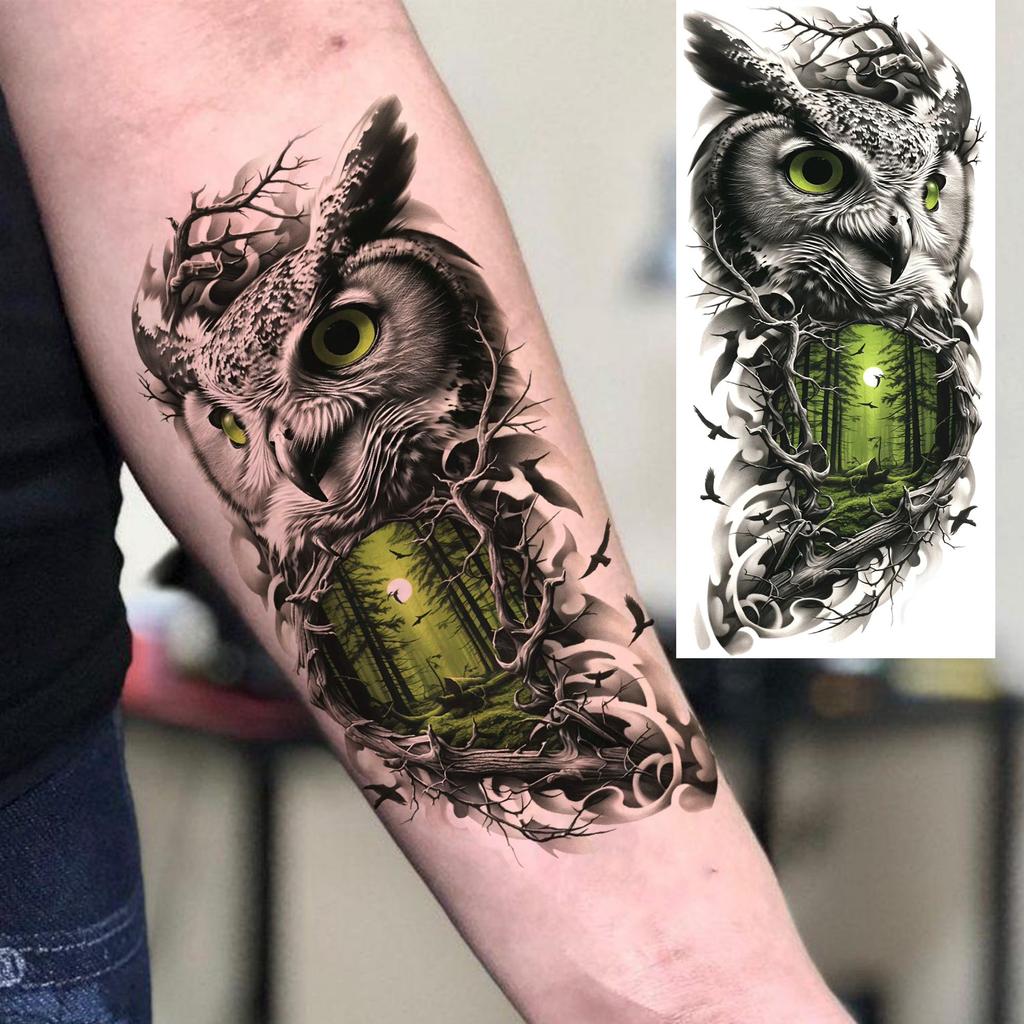 1 Sheet Creative Lion Tiger Family Temporary Tattoos Realistic Eagle Owl Animals Tatoos Waterproof Fake Tattoo Sticker Last Long