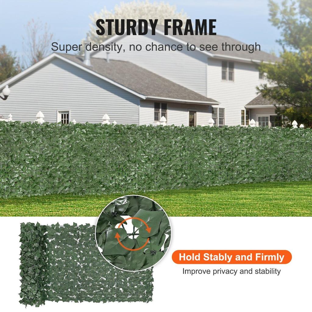 Ivy Privacy Fence, 1 x 2.5 m Artificial Green Wall Screen, Greenery Ivy Fence with Strengthened Joint, Faux Hedges Vine Leaf Decoration for Outdoor