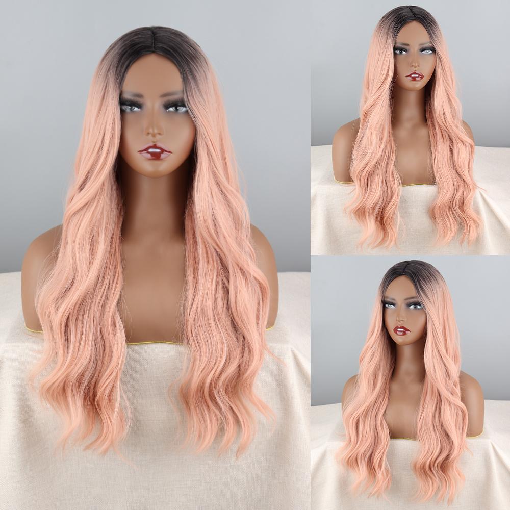MISSQUEEN Women Long Straight Ombre Brown Wig with Bangs Synthetic Fiber Natural Ombre Straight Daily Wear Brown Wig