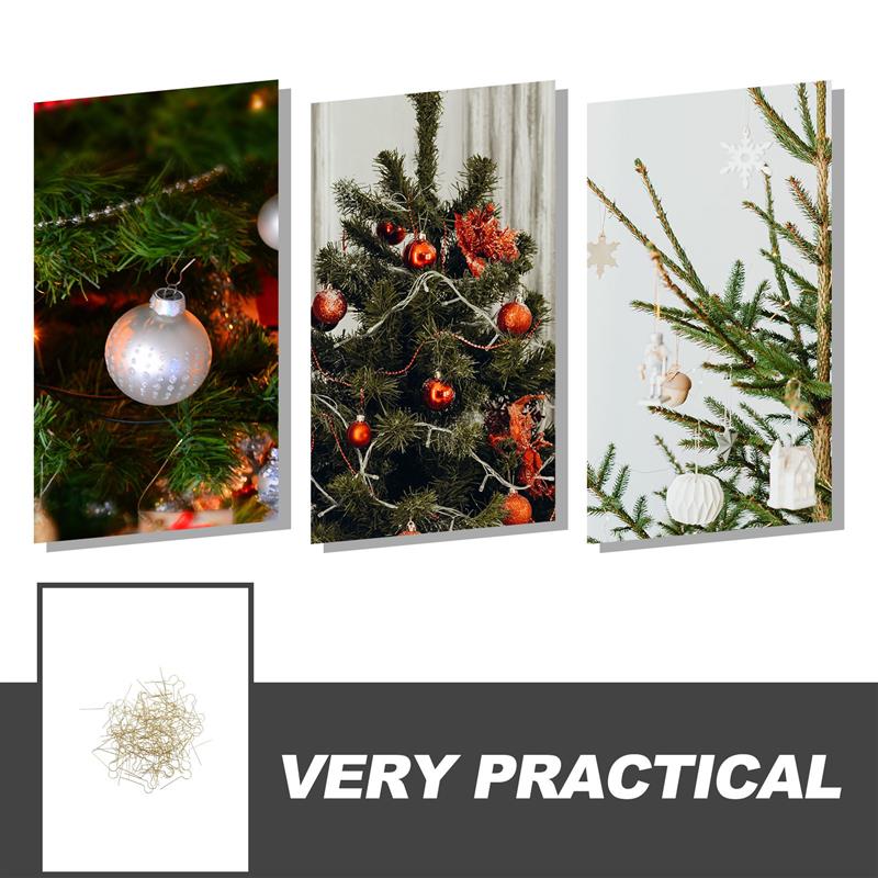 100 Stück V-förmige Eisen-Weihnachtskugel-Kappenhaken Anhänger Baumhaken Feiertagsdekoration Robuste Metall-Anhänger