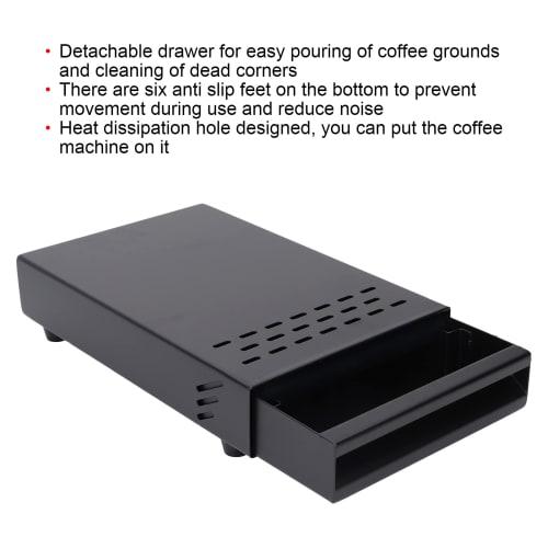 Stainless Steel Rubber Knock Box Drawer for Espresso Coffee, Thickening Coffee Residue Powder, Suitable for Home and Shop Use (Black LR063682)