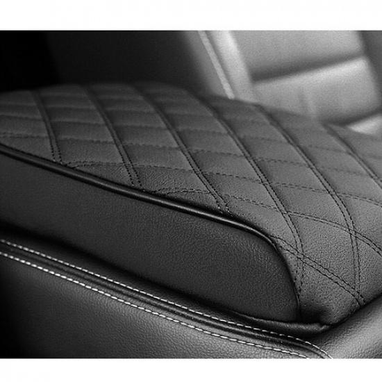 Modified Black PU Leather Car Armrest Pad Center Console Armrest Box Cover Mat