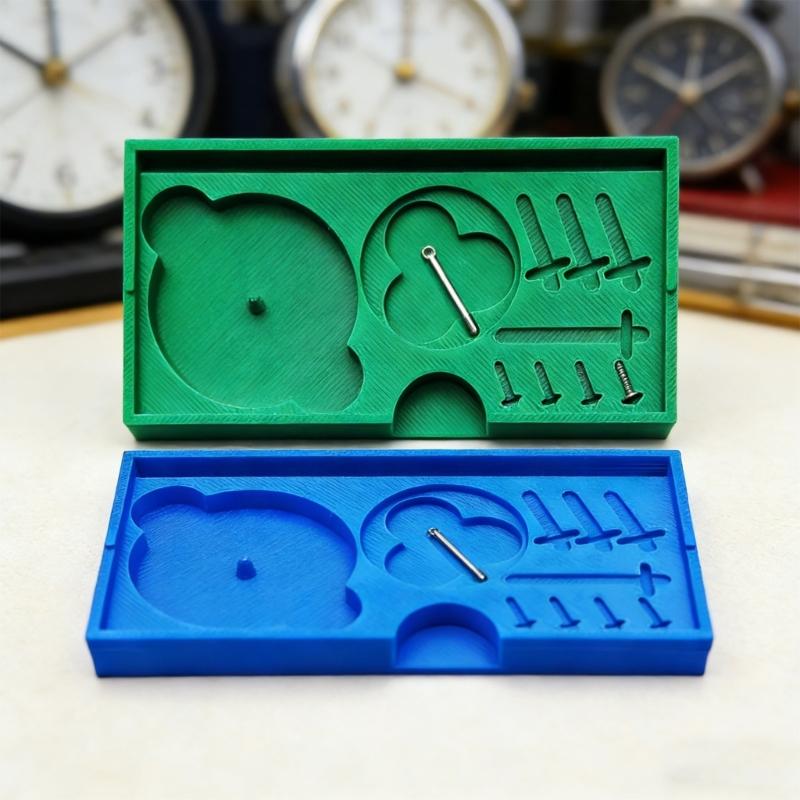 Plastová krabička na ciferníky a ručičky hodinek s více přihrádkami pro designéry šperků a hodináře