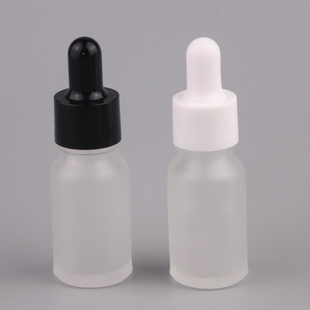10ml Frosted Glass Essential Oil Bottle with White Dropper - Travel Size