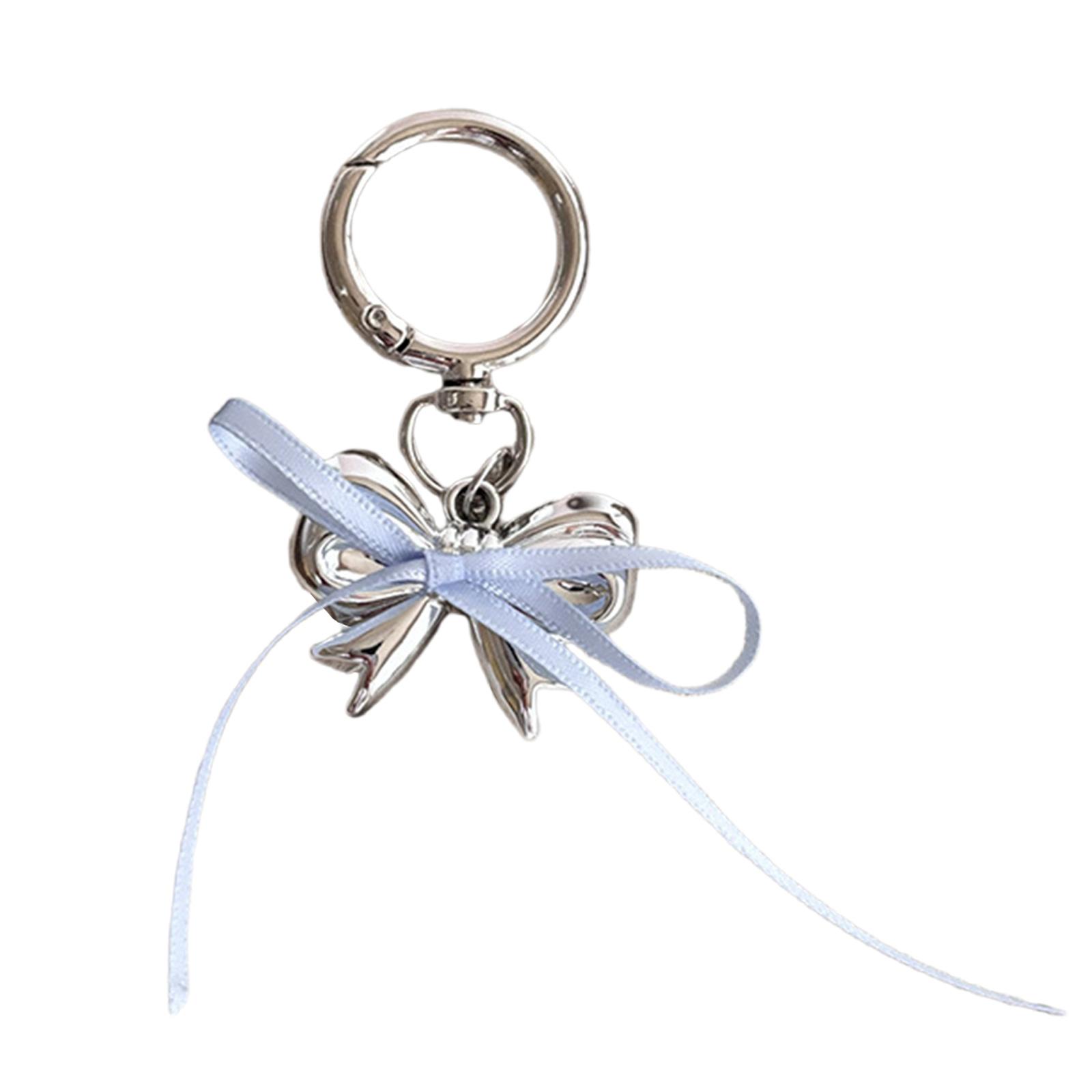 

Стильный брелок с подвеской в виде сердца и банта, изящные брелоки, украшение с бантом из ленты, модные подвески для сумочки 6