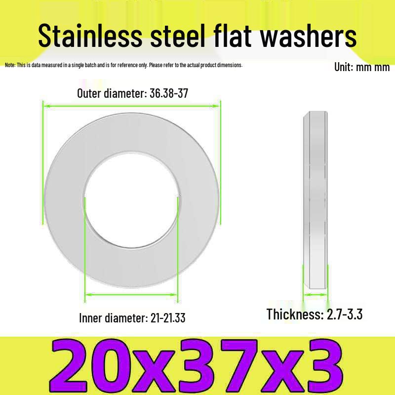 Stainless Steel Flat Washer Gasket, No Burrs, GB97 Standard (201/316/304)