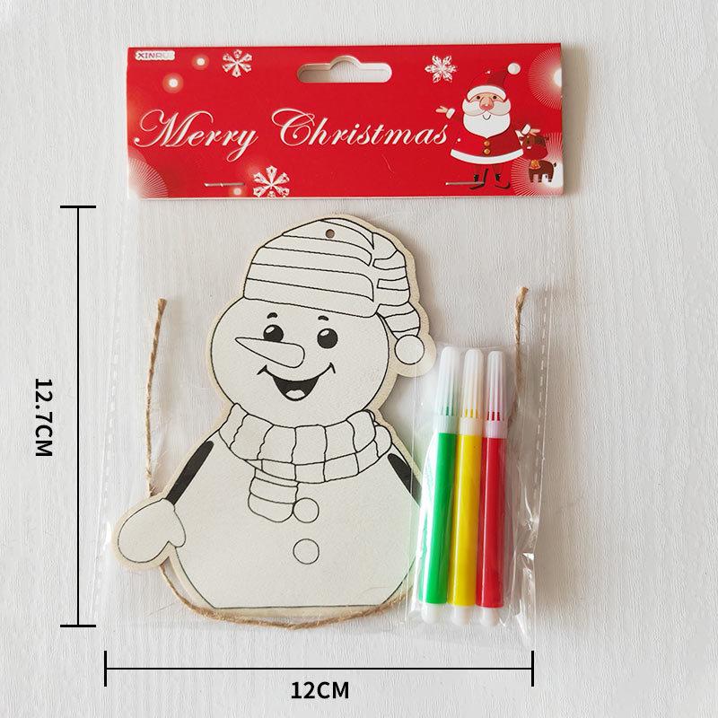 Christmas DIY Cartoon Wooden Easel: Creative Colorful Doodle Board Hanging Decoration