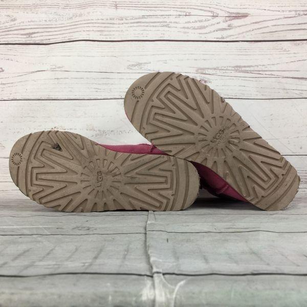 UGG Australia Shearling Boots Bailey Bow Back Ribbon Suede Fur Sheepskin Women's 24.0 Pink(USED)