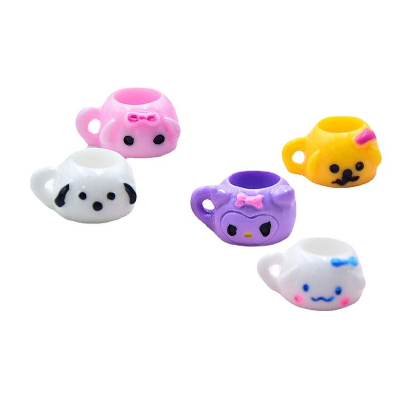 Resin Small Animal Cartoon Coffee Cup Earrings  Keychain Pendant DIY Jewelry Accessories