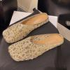Fashion Glitter Cloth Covered Head Slippers Summer New Square Head Deep Mouth Soft Sole Anti-slip Wear-resistant Flat Shoes