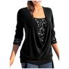 Women's Sequin Color Long Sleeve Large Pendant Collar Loose Drawstring Fake Two-Piece Top