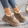 Autumn and Winter Suede Thick-Soled Fleece-Lined Ankle Boots with Metal Buckle Decoration Warm Snow Boots Retro Casual Height-Increasing Women's Shoes