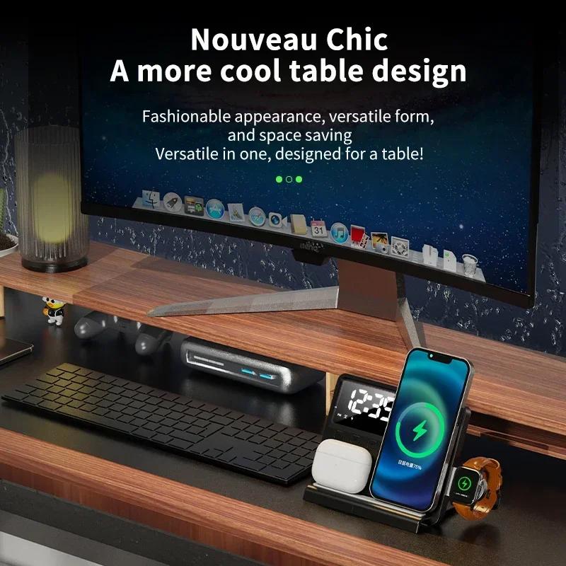 5-in-1 Kabellose Ladeständer Schnellladedockstation für iPhone 16 15 14 13 12 11 Pro Max Watch Airpods Pro IWatch 8 7