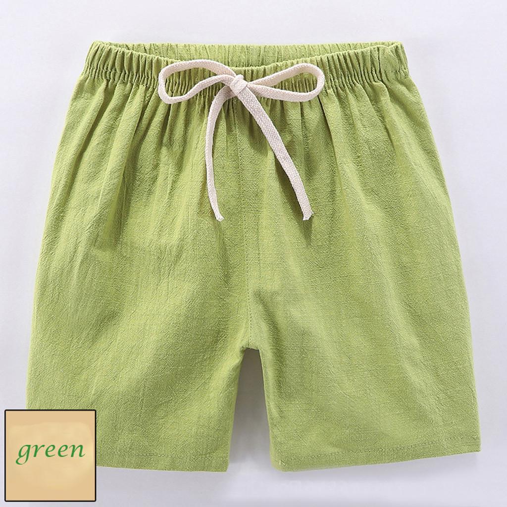 Children Kids Boy Girl Linen Summer Casual Elastic Waist Pants Shorts