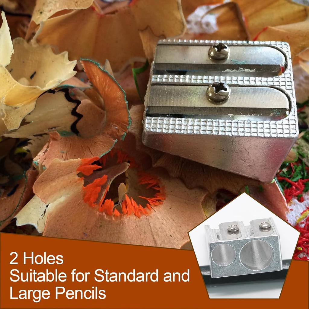 16 Pack Handheld Metal Pencil Sharpener with 2 Holes - Aluminum Alloy Sharpener for Standard Size Pencils