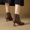 Fashion NEW Autumn/Winter Women Boots Pointed Toe Kitten Heel Shoes Genuine Leather Shoes for Women Elegant Ankle Boots Zip Modern Boots