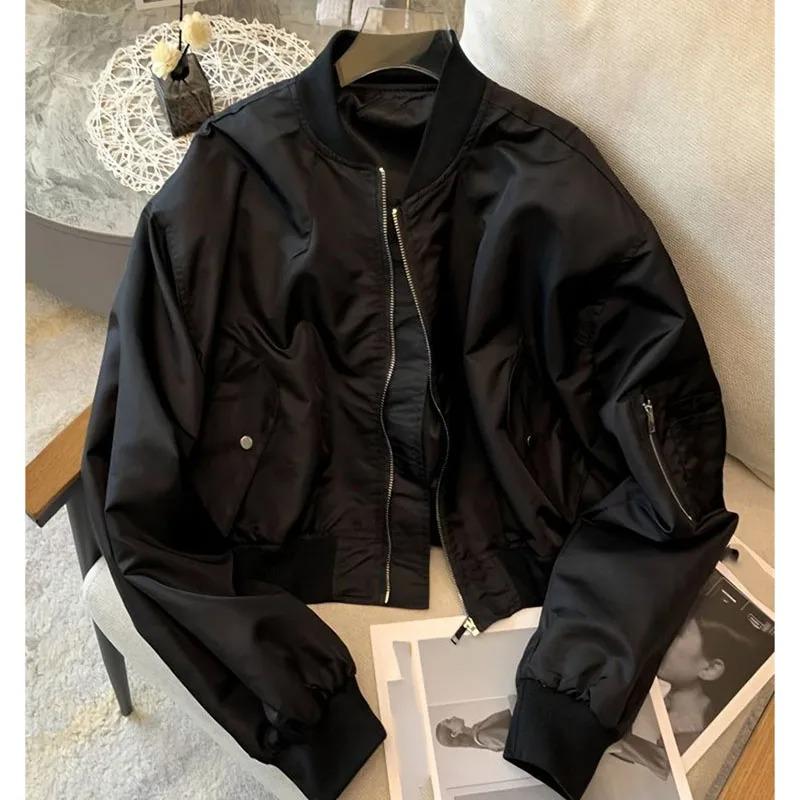 Ladies Fashion Bat Sleeves Coat Spring Autumn Zipper Short Jacket Retro Women Solid Color Outwear