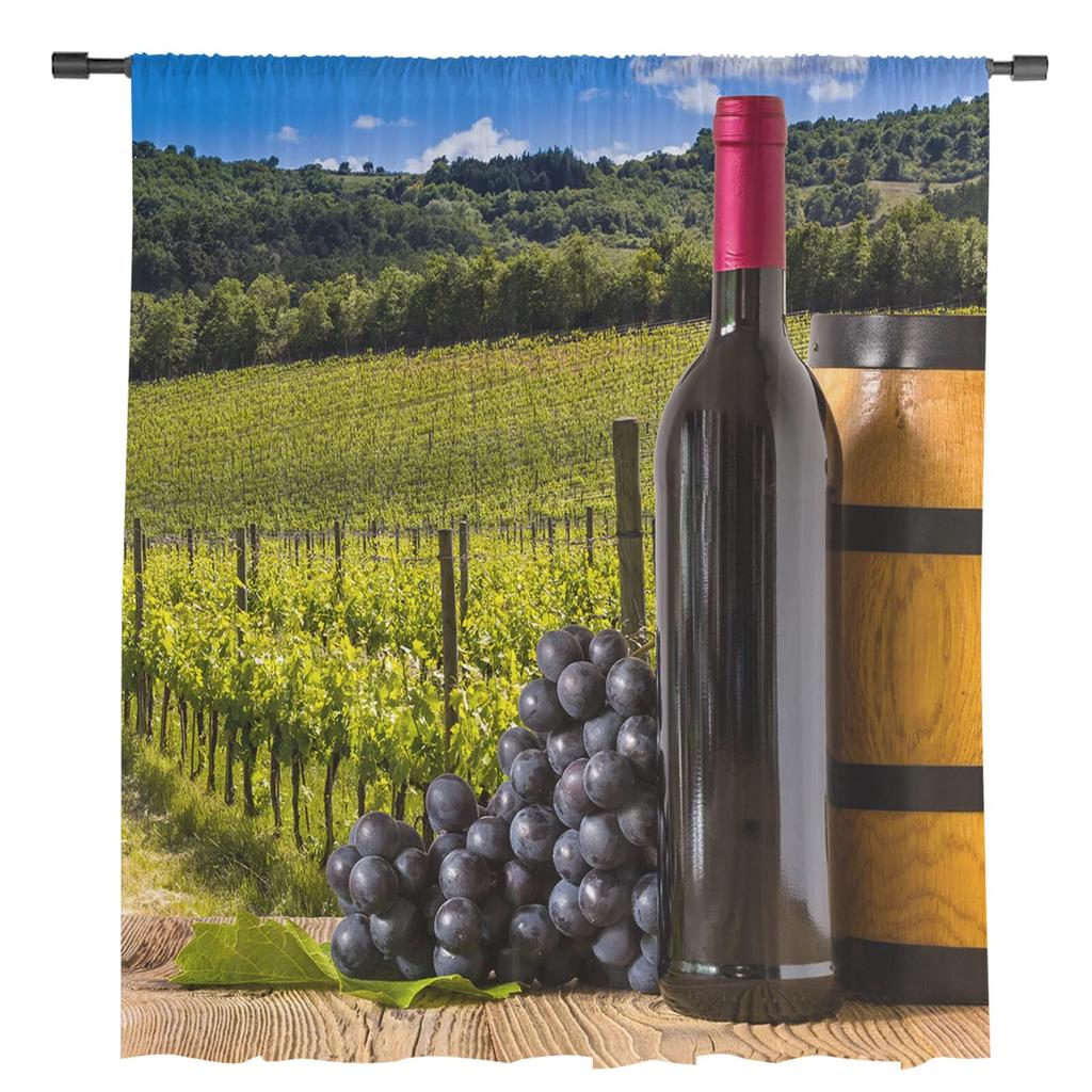 Weinberg Wein Chiffon Gardinen für Wohnzimmer Dekoration Fenster Voile Tüll Vorhang Vorhänge