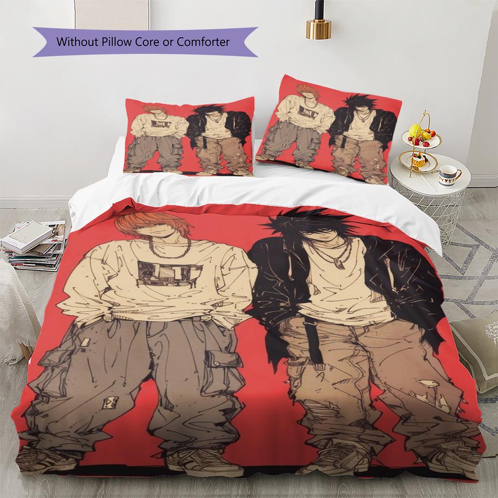 Anime Pattern Bedding Quilt Set Quilt Cover Pillowcase Home Decoration Birthday Gift (1 * Duvet Cover + 2 * Pillowcase, Without Core)