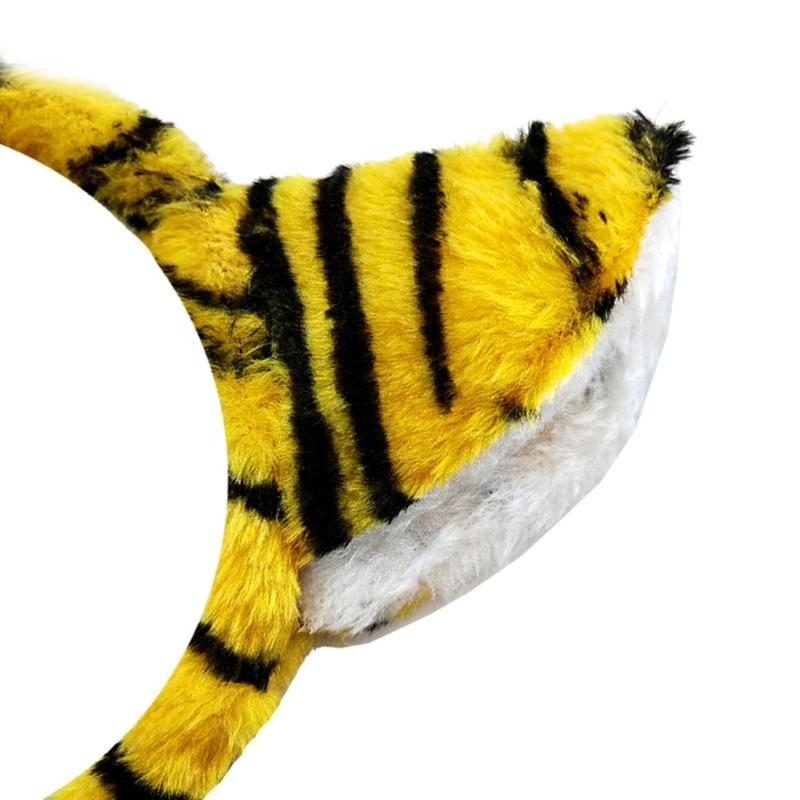 Tiger Kostüm Set Tigerohren Stirnband Schwanz für Halloween Weihnachten Geburtstagsparty Verkleidungs-Requisiten Tier Cosplay Kostüme
