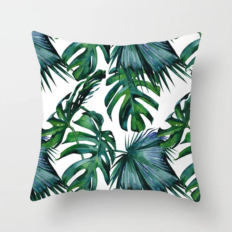 Tropischer Blatt-Kaktus-Monstera-Kissenbezug, 45 x 45 cm, Polyester, Kissen, Sofa, Heimdekoration, Dekoration, dekorativer Kissenbezug