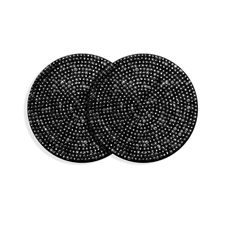 2Pcs Diamond Car Coaster Water Cup Slot Non-Slip Mat Silica Gel Pad Cup Holder Mat Car Gadget Bling Car Accessories for Woman