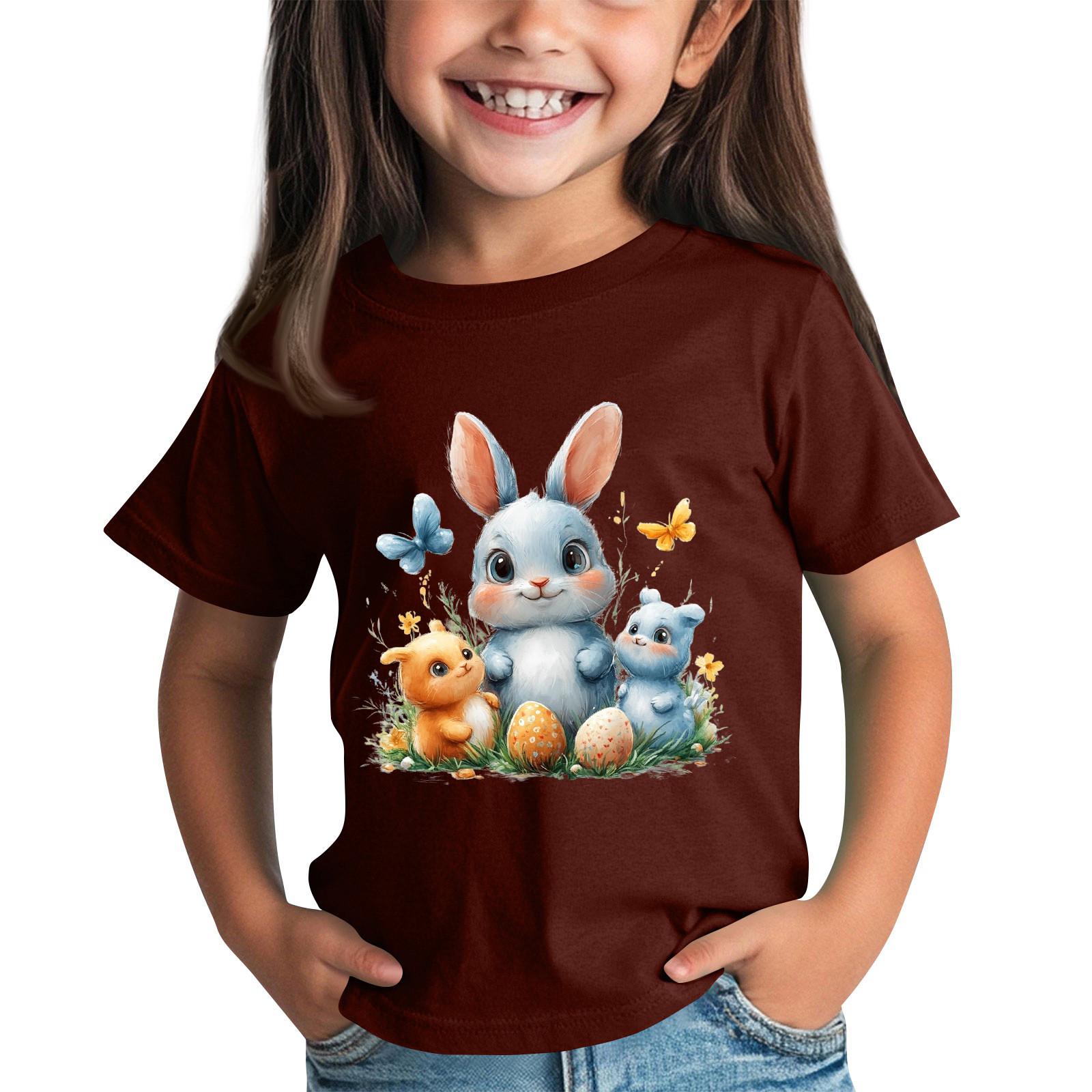 

Детская футболка с коротким рукавом и принтом животных, повседневный топ 150 винный