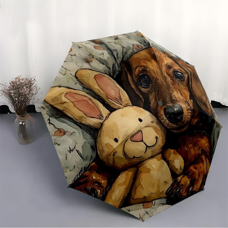 1pc Dachshund Bunny Open/Close Folding Umbrella, All- Portable Umbrella for & Men, Stylish Accessory (Holiday Gift) 8-Rib yy251213199
