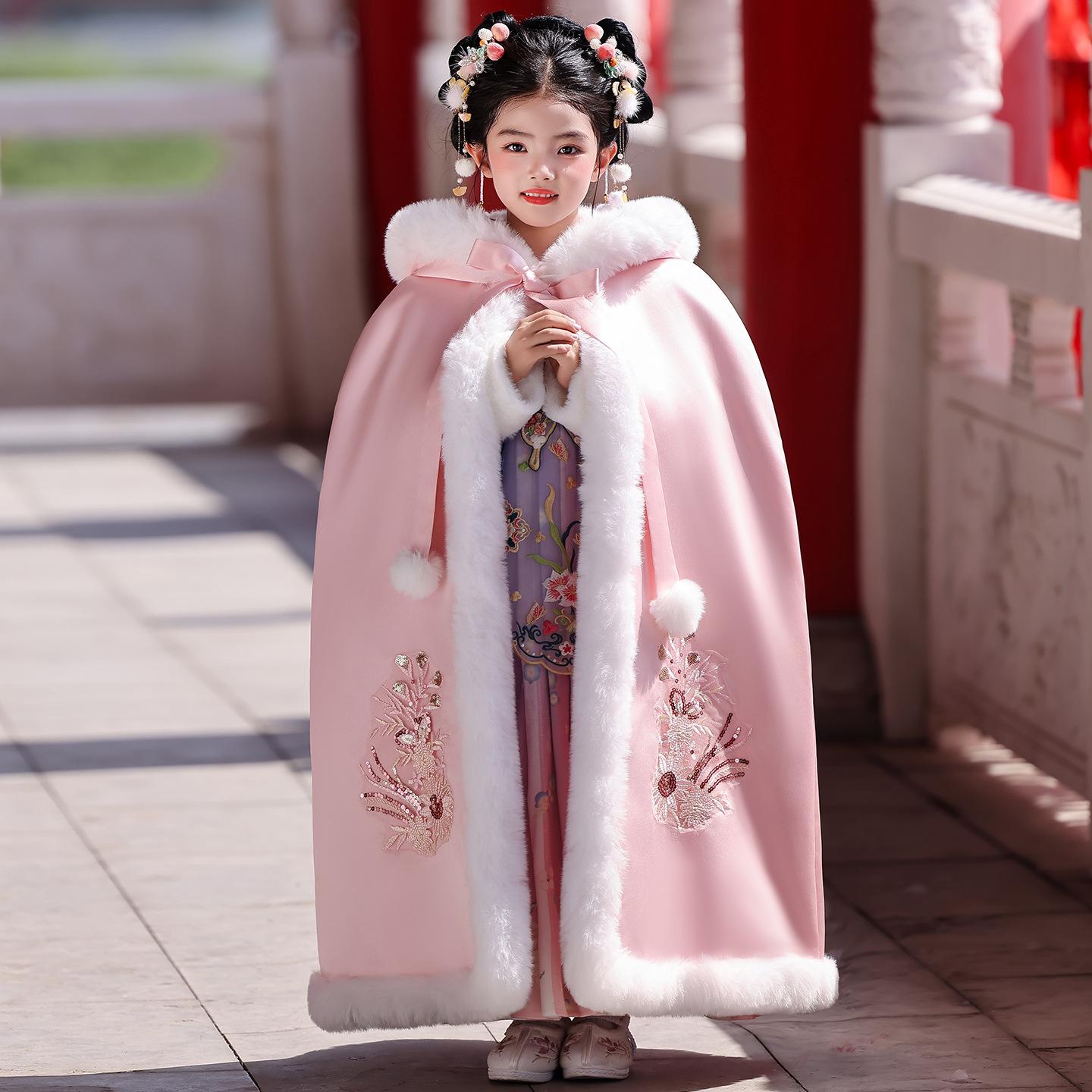 Детское зимнее бархатное платье в стиле Ханьфу: Новогодний костюм Тан для девочек в китайском стиле 120 cm
