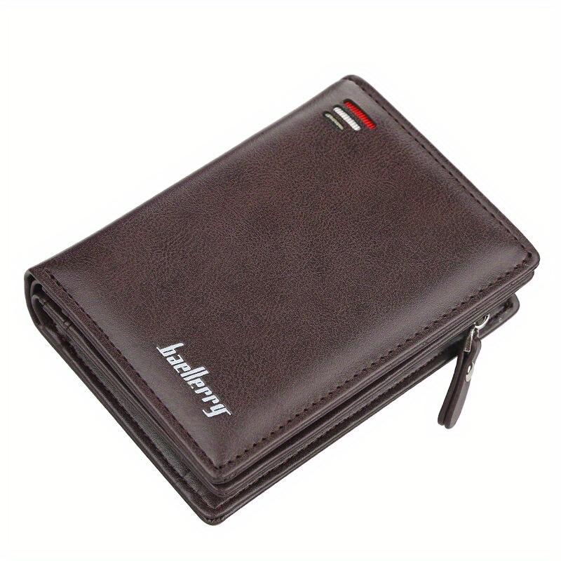 

Men PU Leather Short Wallet with Zipper Coin Pocket Vintage Big Capacity Male Short Money Purse Card Holder