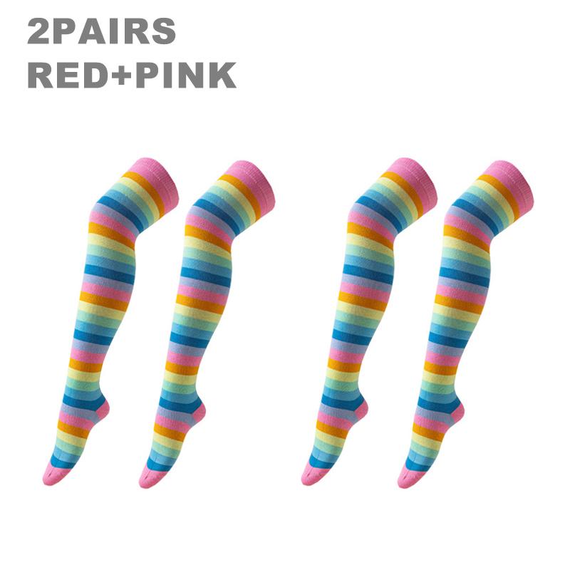 Women’s Striped Pastel Rainbow Over-the-Knee Socks – Cute, Comfortable Style for Parties and Everyday Outfits
