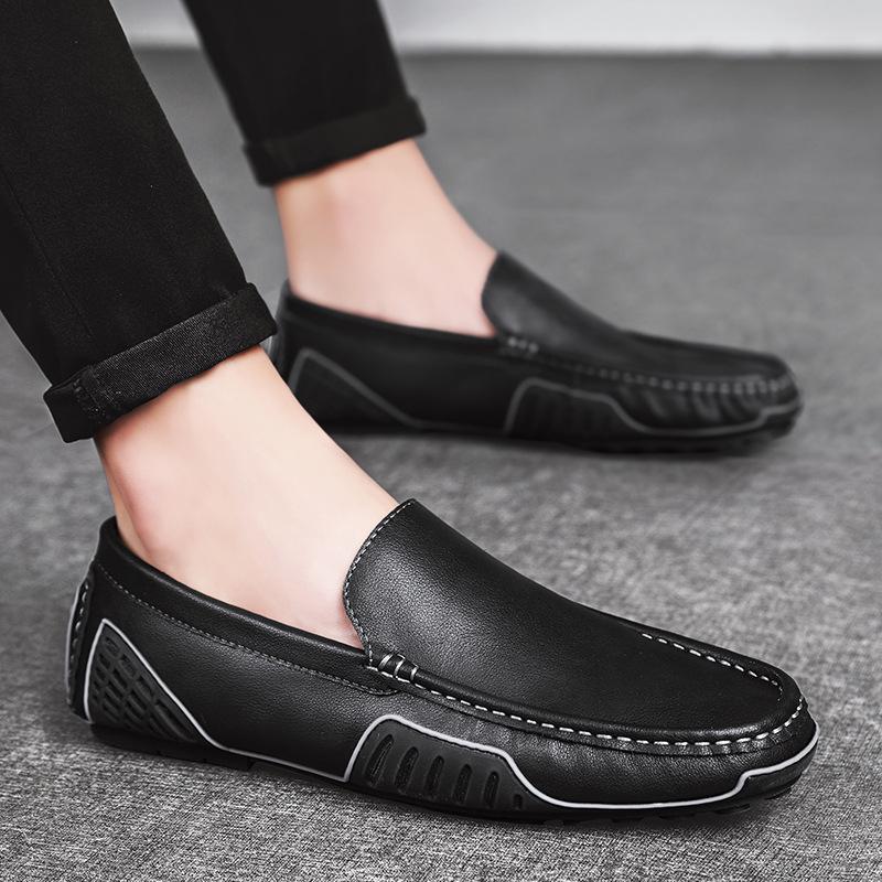 Men's Genuine Leather Slip-On Moccasins - Spring Casual Driving Shoes